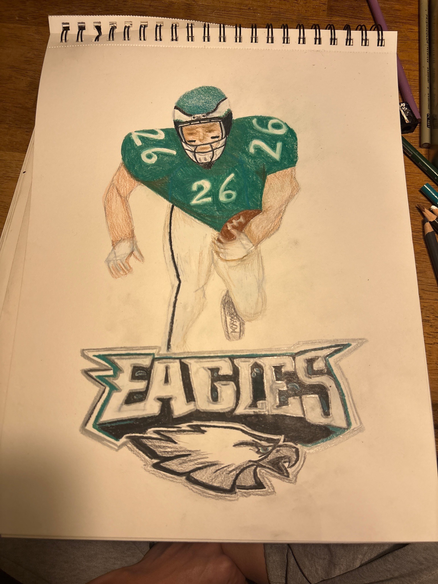 Submitted photo of Colored Pencil Drawing of a Football Player