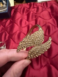 Rhinestone Encrusted Angel Wing Cuff Bracelet
