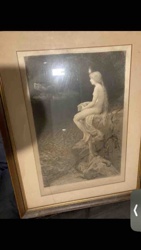 Framed Figural Etching 'Night' by Alfred Robert Franchet