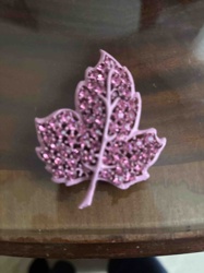 Pink Rhinestone Maple Leaf Brooch