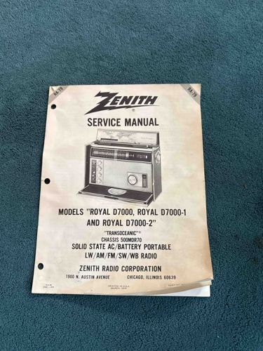 Zenith 'Transoceanic' Royal D7000 Series Service Manual