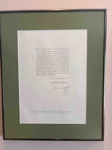 Framed Limited Edition Broadside by Tobias Wolff