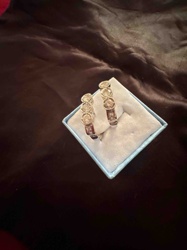 Vintage 14K White Gold Trilogy Diamond Hoop Earrings