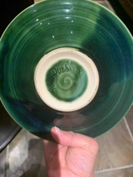 Studio Pottery Bowl with Green Glaze and 'Dunsburo' Signature