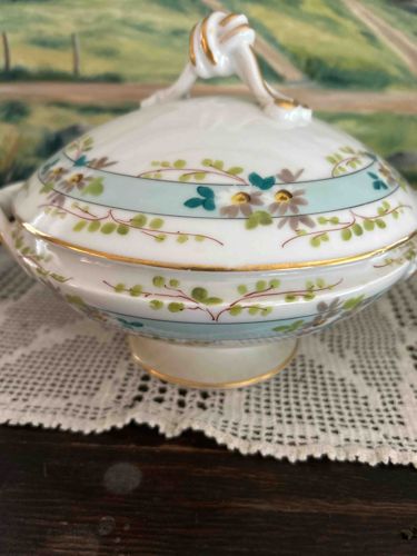 Porcelain Lidded Bowl or Tureen with Floral and Scroll Motif