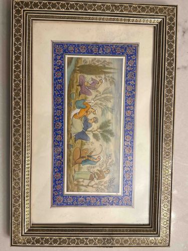 Framed Persian Miniature Painting on Bone
