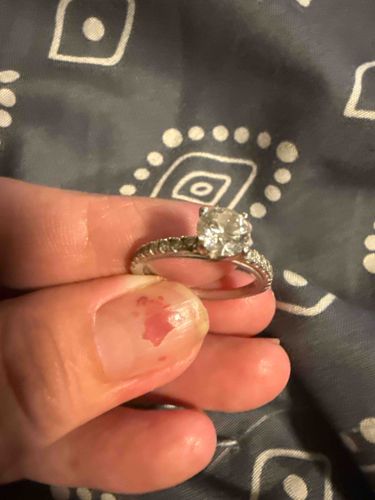 Solitaire Diamond Engagement Ring with Pave Set Band
