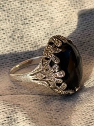 Sterling Silver and Marcasite with Black Onyx Ring
