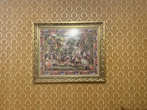 Framed Jacquard Tapestry of a Village Fête Study