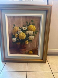 Framed Floral Still Life Painting