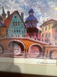 European Cityscape Watercolor Painting by A. Kessyrowsky