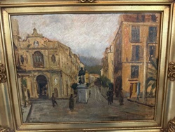 European City Street Scene Oil Painting