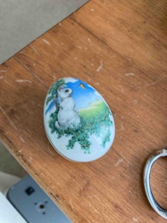 Porcelain Decorative Egg with Squirrel and Butterfly