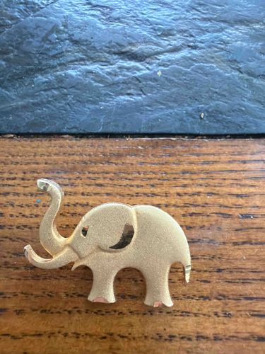 Gold-Tone Elephant Brooch with Satin Finish