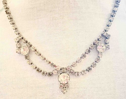 Vintage Rhinestone Festoon Necklace