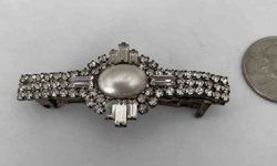 Vintage Rhinestone and Faux Pearl Barrette