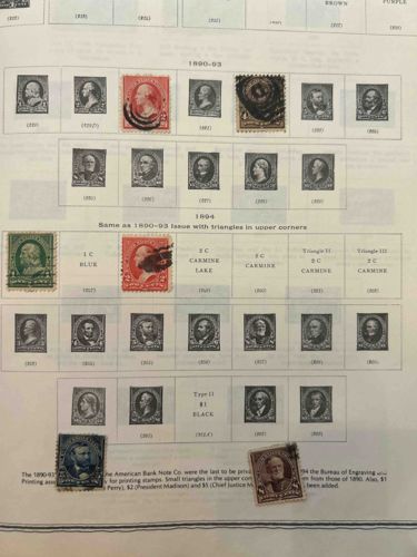 Vintage United States Postage Stamp Collection Page