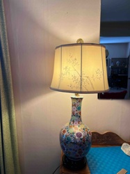 Famille Rose Style Ceramic Table Lamp with Floral Motif