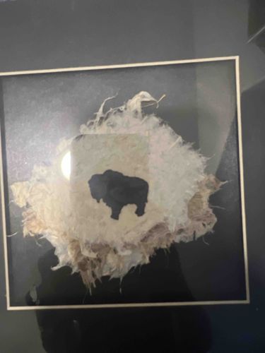 Framed Buffalo Silhouette Paper Art on Buffalo Fur