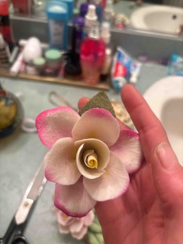 Porcelain Pink and White Floral Sculpture