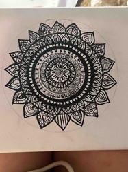 Monochrome Mandala Drawing on Canvas