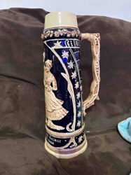 German-Style Embossed Ceramic Beer Stein