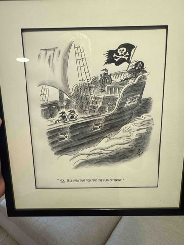 Signed Original New Yorker Cartoon by J.G. Farris - 'You Tell Him That You Find The Flag Offensive'