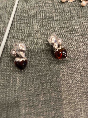 Silver and Amber Drop Earrings