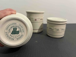 Longaberger Pottery Swirl Pattern Canisters/Crocks with Lid