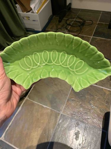 Vintage Green Ceramic Leaf Dish