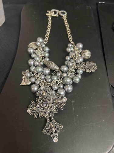 Multi-Strand Faux Pearl and Rhinestone Statement Necklace
