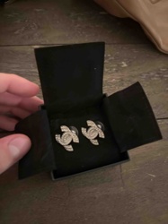 Chanel CC Logo Crystal Stud Earrings