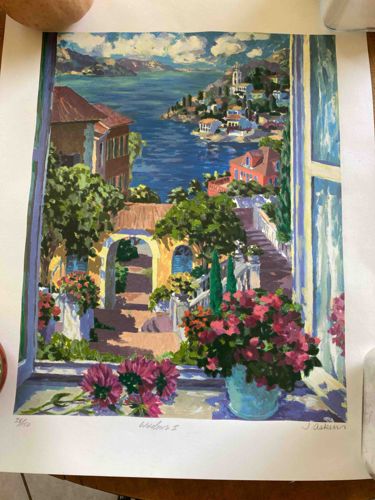 Mediterranean Seascape View Through a Window Limited Edition Print