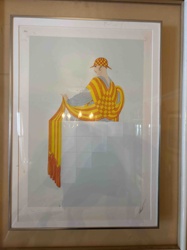 Art Deco Woman with Scarf and Candles Print