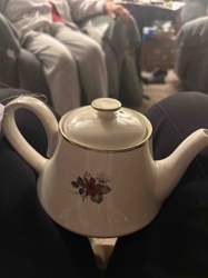 Vintage Gold-Rimmed Poinsettia Teapot