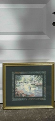 Framed Watercolor Print of a Park Scene