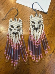 Beaded Animal Face Dangle Earrings