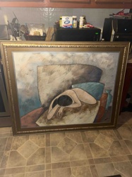 Framed Abstract Figurative Painting of a Reclining Nude