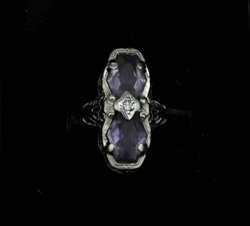 Vintage Art Deco Style Amethyst and Diamond Cocktail Ring
