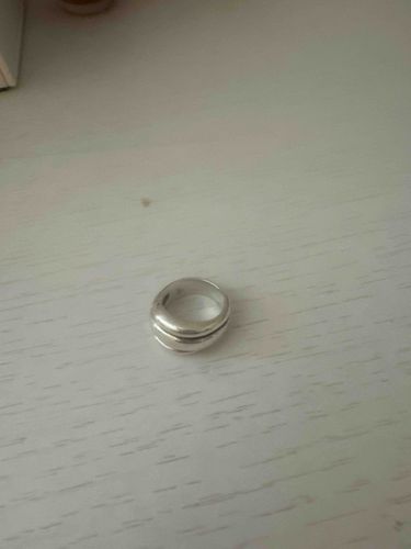 Silver Band Ring with Central Groove