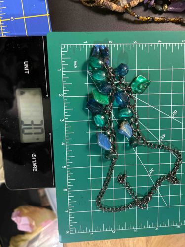 Multi-Strand Blue and Green Beaded Necklace