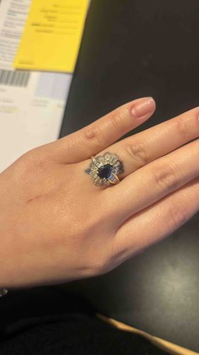 Sapphire and Diamond Cluster Ring