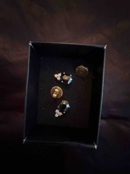 Pair of 18k Black Sapphire and Diamond/Cubic Zirconia Earrings