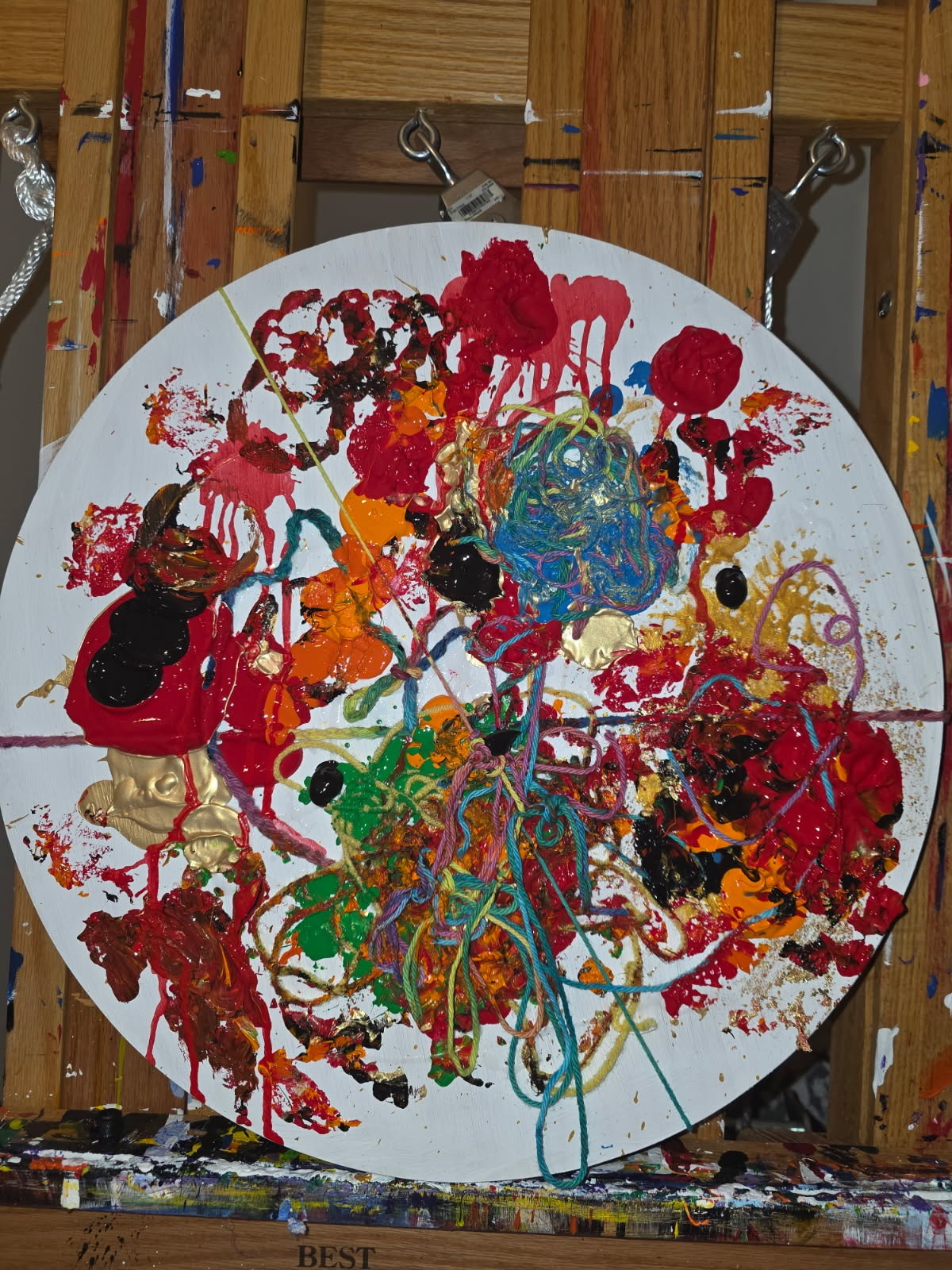 Submitted photo of Abstract mixed media circular painting