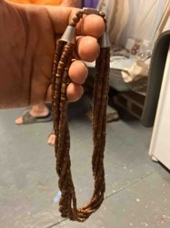 Multi-Strand Wooden or Seed Bead Necklace with Metal Caps