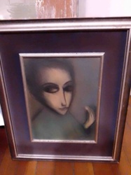 Framed Portrait Painting in the Style of Robert Dickerson