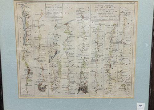 John Ogilby Britannia Road Map: London to Hith and London to Holy-Head