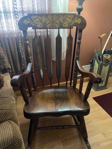 Wooden Rocking Chair with Painted Decoration