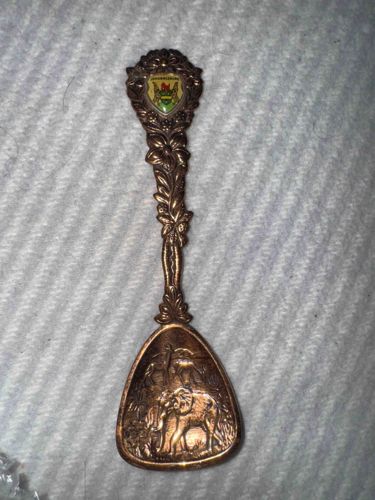 Swaziland Souvenir Bronze Spoon with Elephant Relief