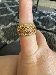 Wide Band Diamond and Gold Tone Cocktail Ring